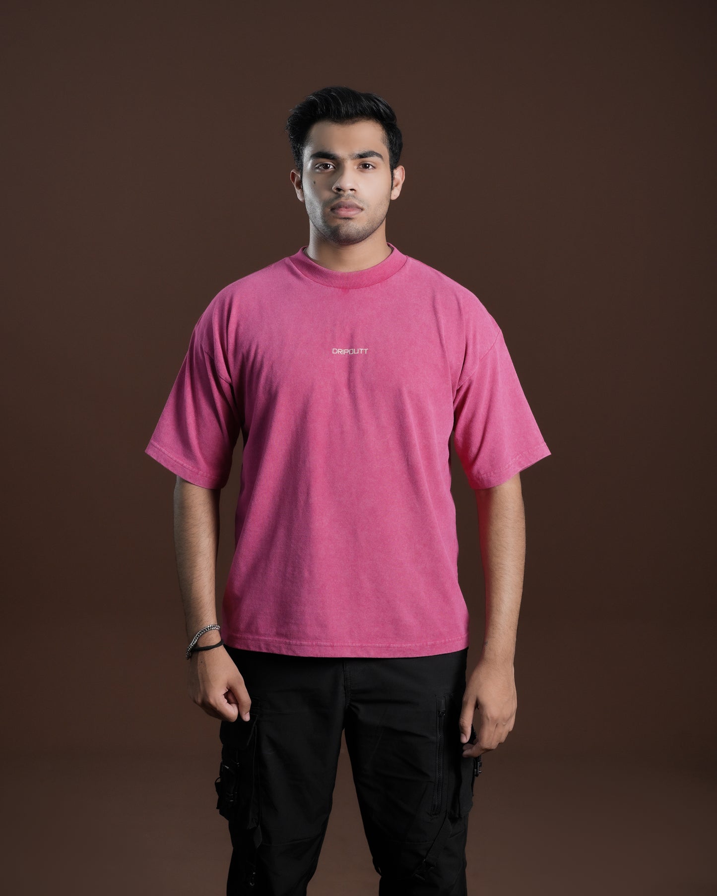 PINK ACID WASHED OVERSIZED TEE