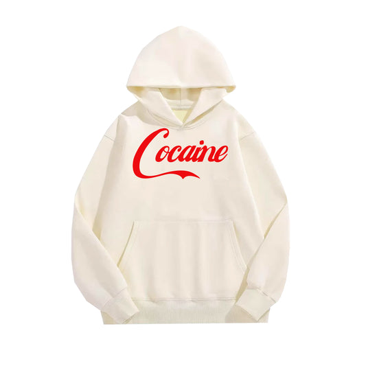 Cocaine Cream White Oversized Hoodie